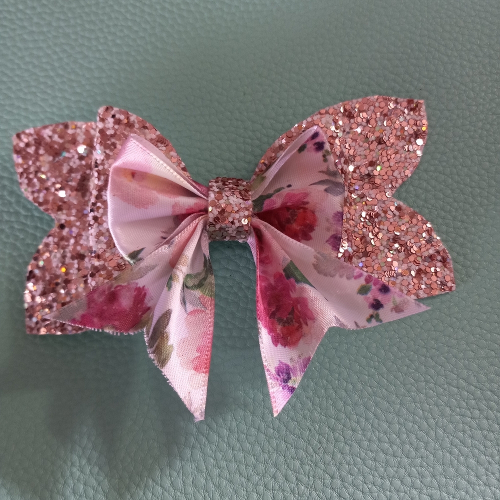 Faux leather and ribbon hair bows